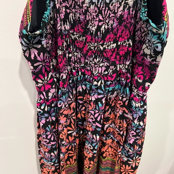 Band of Gypsies Multicolor Vibrant Floral Mini Spaghetti Strap Dress Size L - Picture 6 of 11